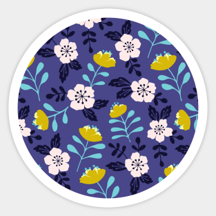 Bold sakura flowers in dreamy blues Sticker